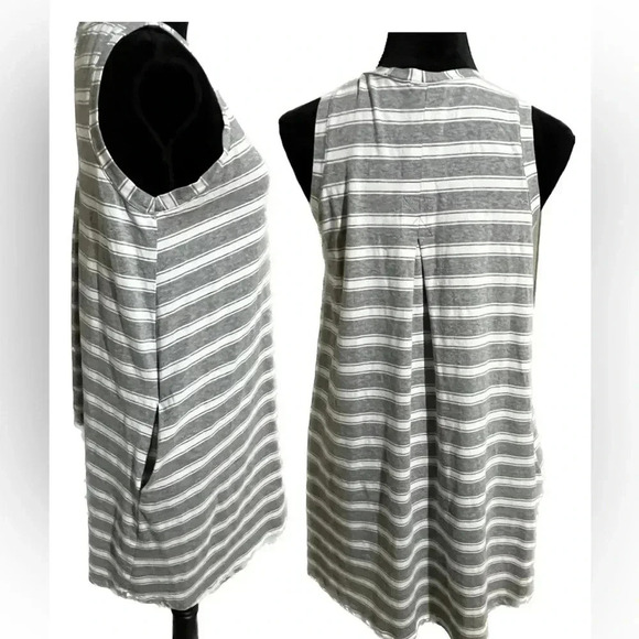 Loveriche gray/white striped sleeveless shift dress with pockets sz. medium - Picture 5 of 7